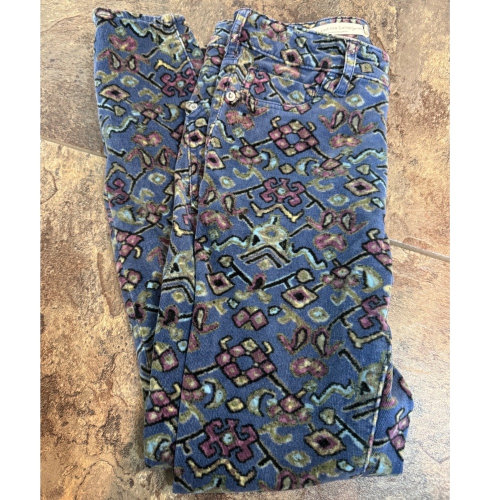 Anthropologie Pilcro Letterpress High-Rise Skinny Corduroy Pants‎ Abstract Sz 26
